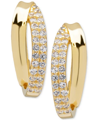 Macy's Lab Grown White Sapphire (1/2 ct. t.w.) Double Row Half Hoop Earrings in 14k Gold Over Sterling Silver