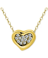 Giani Bernini Cubic Zirconia Cluster Heart Pendant Necklace Sterling Silver, 16" + 2" extender, Exclusively at Macy's