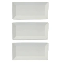 Gibson Home Gracious Dining Dinnerware, 3-Tier Rectangle Plate Serving Set with Gold Metal Stand, White
