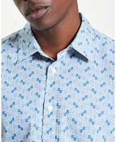Ben Sherman Men's Linear Print Long Sleeve Shirt