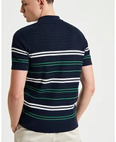 Ben Sherman Men's Herringbone Stripe Short Sleeve Polo Shirt