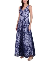 Eliza J Petite 3D Floral Applique Gown