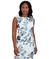 Jessica Howard Petite Floral-Print Gathered-Waist Sheath Dress