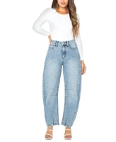 Celebrity Pink Juniors' High-Rise Barrel-Leg Jeans