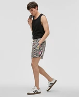 Mode of One Men's Mixed Check Regular-Fit Printed Swim Trunks, Exclusively at Macy's