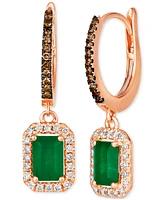 Le Vian Emerald (3/4 ct. t.w.) Nude Diamonds (1/4 ct. t.w.) & Chocolate Diamonds (1/8 ct. t.w.) Drop Earrings in 14k Strawberry Gold