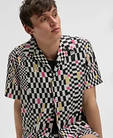 Mode of One Men's Mixed Check Relaxed-Fit Printed Button-Down Camp Shirt, Exclusively at Macy's