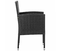 Patio Chairs with Black Cushions pcs Black Poly Rattan