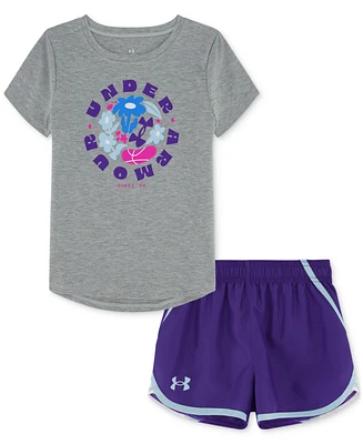 Under Armour Toddler & Little Girls Logo T-Shirt Woven Shorts Set