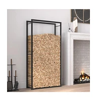 vidaXL Firewood Rack Matt Black 31.5"x11"x60.6" Steel