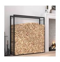 Firewood Rack Matt Black 43.3"x11"x45.7" Steel