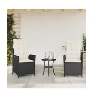 Reclining Patio Chairs 2 pcs with Cushions Poly Rattan