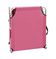 Folding Sun Lounger with Canopy Pink Aluminum