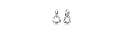 Interlocking V-Shape Dangle Earrings White Gold Plated or 14K