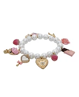 Betsey Johnson Faux Stone Sweetheart Charm Stretch Bracelet