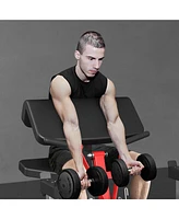 Er Kang Preacher Curl Bench, Plate Loaded Bicep Curl Machine, Bicep and Tricep Workout Equipment，2 in 1 Arm Training Machine for Home Gym