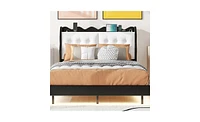 Slickblue Upholstered Platform Bed Frame with Led Lights and Built-in Storage – Stylish and Space-Saving