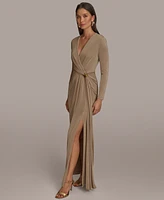 Donna Karan New York Women's Hardware-Trim Faux-Wrap Gown