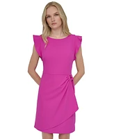 Dkny Women's Flutter-Sleeve Faux-Wrap Sheath Dress