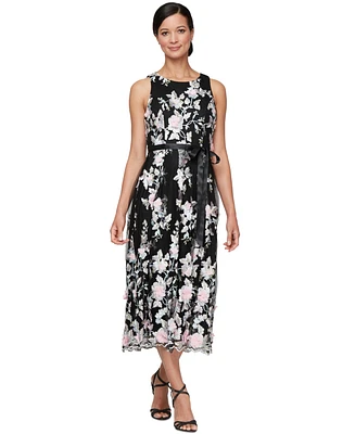 Alex Evenings Petite Embroidered Sleeveless Midi Dress