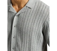 Men's Wasko Cable-Knit Short-Sleeve Button-Up Polo