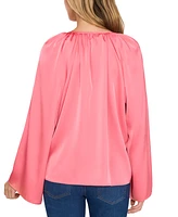 CeCe Women's Raglan-Sleeve Tie Round-Neck Top