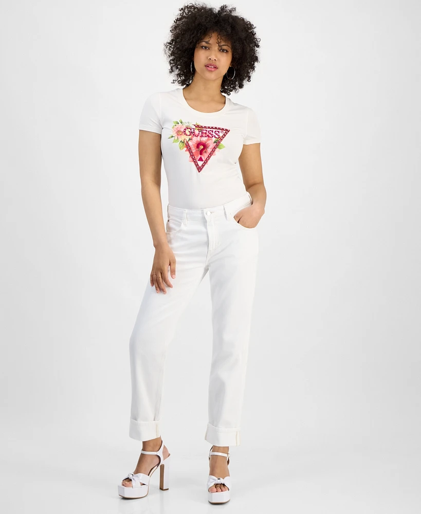 Guess Women's Celia Boyfriend High-Rise Cuffed-Hem Jeans