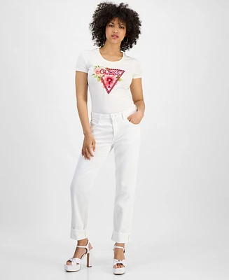 Guess Women's Celia Boyfriend High-Rise Cuffed-Hem Jeans