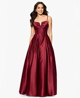 Blondie Nites Juniors' Satin Notch-Neck Ball Gown