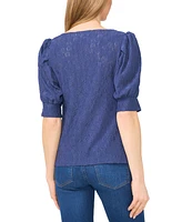 CeCe Women's Shirred Scoop-Neck 3/4-Sleeve Top