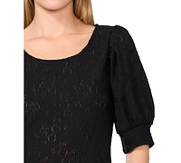 CeCe Women's Shirred Scoop-Neck 3/4-Sleeve Top