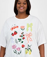 Grayson Threads, The Label Trendy Plus Floral & Ribbon Graphic T-Shirt