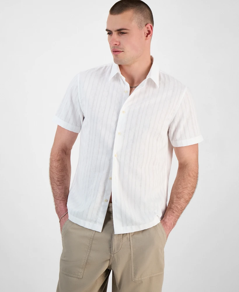 Guess Men's Wimbley Regular-Fit Dobby Stripe Button-Down Shirt