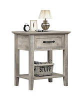 gaomon Stylish Nightstand, Bedside Table, Side Table, End Table with Drawer and Open Shelves for Living Room and Bedroom, Gray