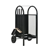 Firewood Cart Black 11.8"x13.8"x31.9" Steel