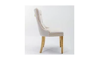 Slickblue Furniture,Modern, High-end Tufted Solid Wood Contemporary Pu and Velvet Upholstered Dining Chair with Wood Legs Nailhead Trim 2-Pcs Set
