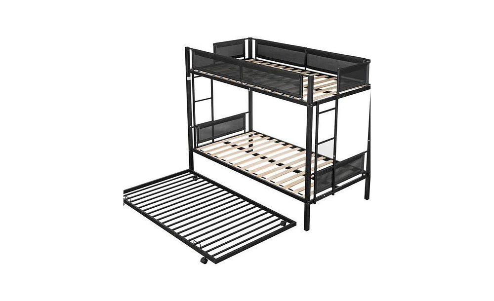 Slickblue Bunk Bed with Trundle for Space-Saving and Extra Sleeping Capacity