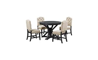 Slickblue Functional Furniture Retro Style Dining Table Set with Extendable and 4 Upholstered Chairs for Room Living