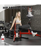 Er Kang Hip Abductor Machine, Abductor Adductor Machine Plate-Loaded, Inner and Outer Thigh Machine with 6 Levels Gear System, Glute Machines Home Gym