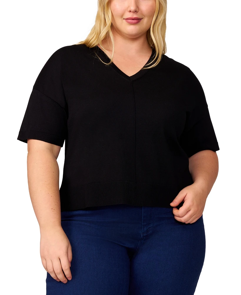 Melissa Paige Plus Seamed V-Neck Sweater, Exclusively at Macy's