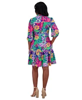 Jessica Howard Petite Floral-Print Balloon-Sleeve Tiered Dress