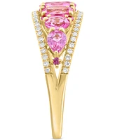 Effy Pink Sapphire (1-3/4 ct. t.w.) & Diamond (1/4 ct. t.w.) Graduated Openwork Statement Ring