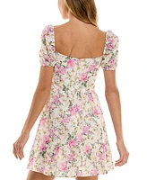 City Studios Juniors' Floral-Print Eyelet Dress