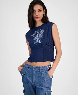 Guess Women's Nautical Or Nice Crewneck Corset Top