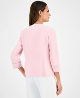 Kasper Women's Cuffed 3/4-Sleeve Open-Front Jacket