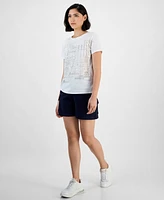 Guess Women's Cotton Bella Palm Short-Sleeve Easy Tee