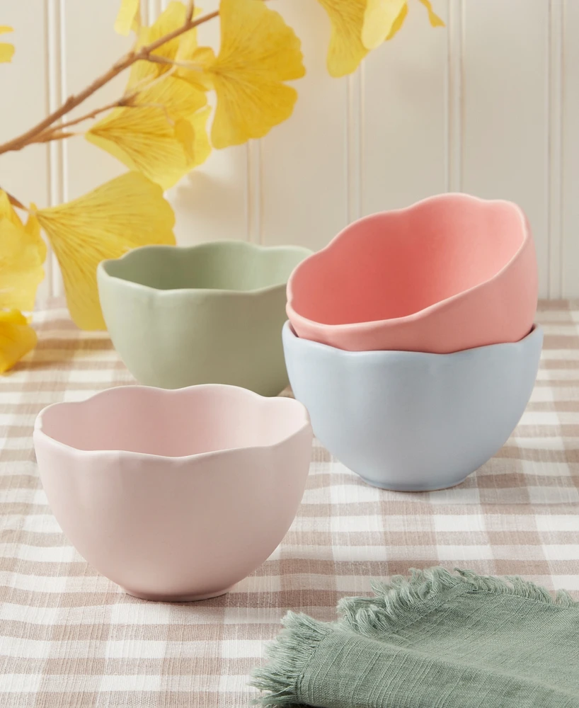 Haven Scalloped Stoneware Tidbit Bowls, Set of 4