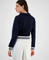 Guess Women's Amaryllis Front-Zip Stripe-Trim Cardigan