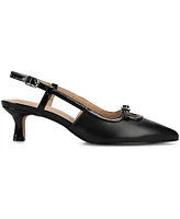 Journee Collection Women's Padma Buckle Slingback Kitten Heel Pumps