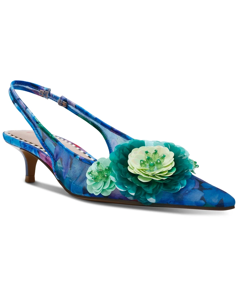 Betsey Johnson Women's Audree Floral Mesh Slingback Pumps